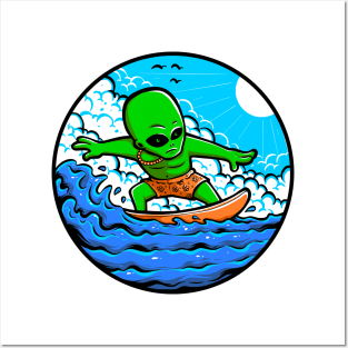 Alien Surfing Posters and Art